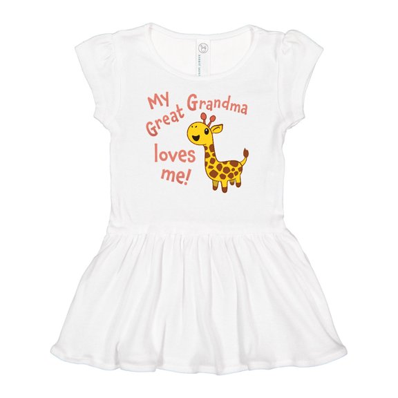 Inktastic My Great Grandma Loves me- cute giraffe Girls Baby Dress