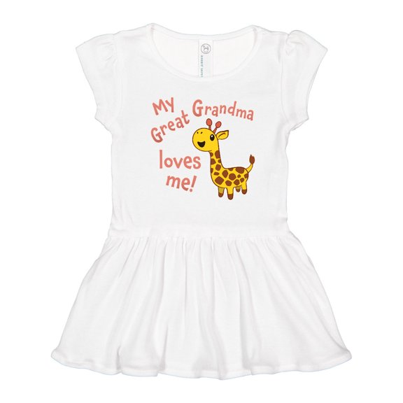 Inktastic My Great Grandma Loves me- cute giraffe Girls Toddler Dress