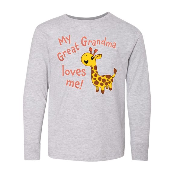 Inktastic My Great Grandma Loves me- cute giraffe Long Sleeve Youth T-Shirt