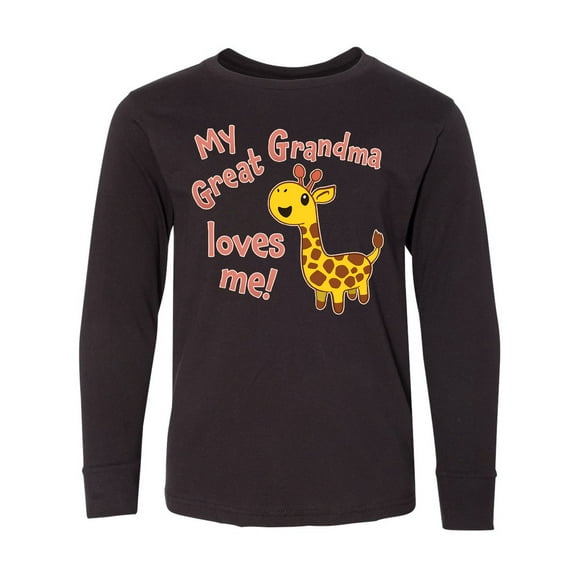 Inktastic My Great Grandma Loves me- cute giraffe Long Sleeve Youth T-Shirt