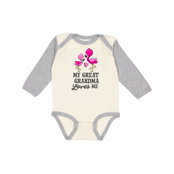 Inktastic My Great Grandma Loves me with Two Flamingos Boys or Girls Long Sleeve Baby Bodysuit