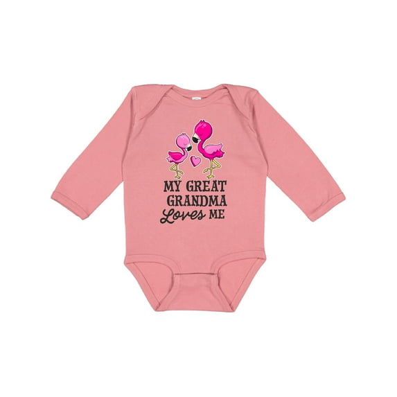 Inktastic My Great Grandma Loves me with Two Flamingos Boys or Girls Long Sleeve Baby Bodysuit