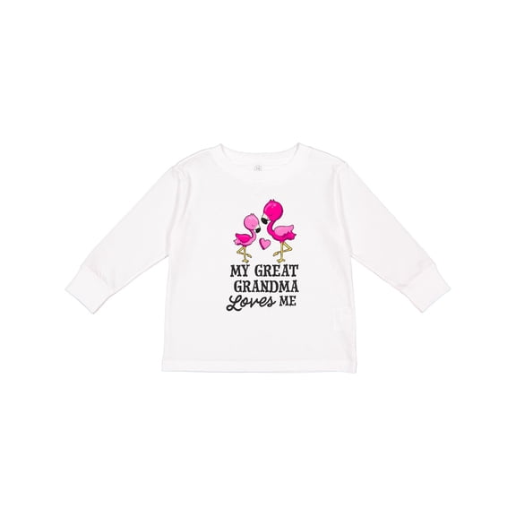 Inktastic My Great Grandma Loves me with Two Flamingos Boys or Girls Long Sleeve Toddler T-Shirt