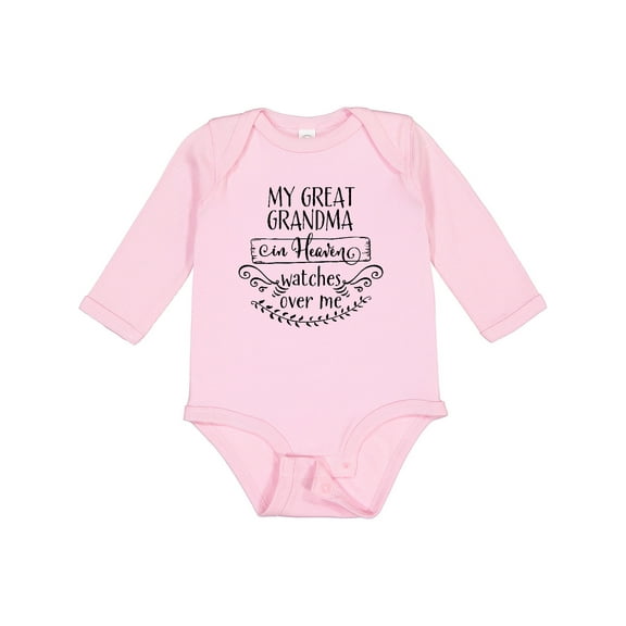 Inktastic My Great Grandma in Heaven Watches over Me Boys or Girls Long Sleeve Baby Bodysuit