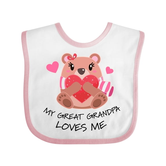 Inktastic My Great Grandpa Loves Me Bear and Hearts Boys or Girls Baby Bib