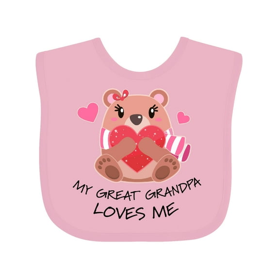 Inktastic My Great Grandpa Loves Me Bear and Hearts Boys or Girls Baby Bib
