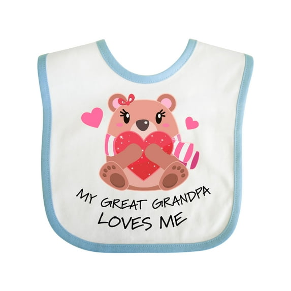 Inktastic My Great Grandpa Loves Me Bear and Hearts Boys or Girls Baby Bib