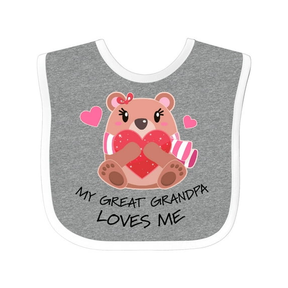 Inktastic My Great Grandpa Loves Me Bear and Hearts Boys or Girls Baby Bib