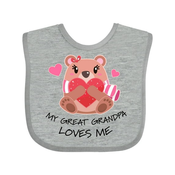 Inktastic My Great Grandpa Loves Me Bear and Hearts Boys or Girls Baby Bib