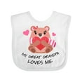 thumbnail image 1 of Inktastic My Great Grandpa Loves Me Bear and Hearts Boys or Girls Baby Bib, 1 of 4