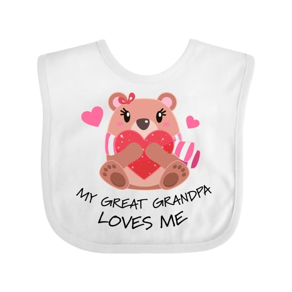 Inktastic My Great Grandpa Loves Me Bear and Hearts Boys or Girls Baby Bib