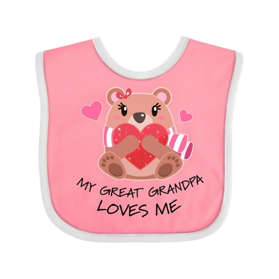 Inktastic My Great Grandpa Loves Me Bear and Hearts Boys or Girls Baby Bib
