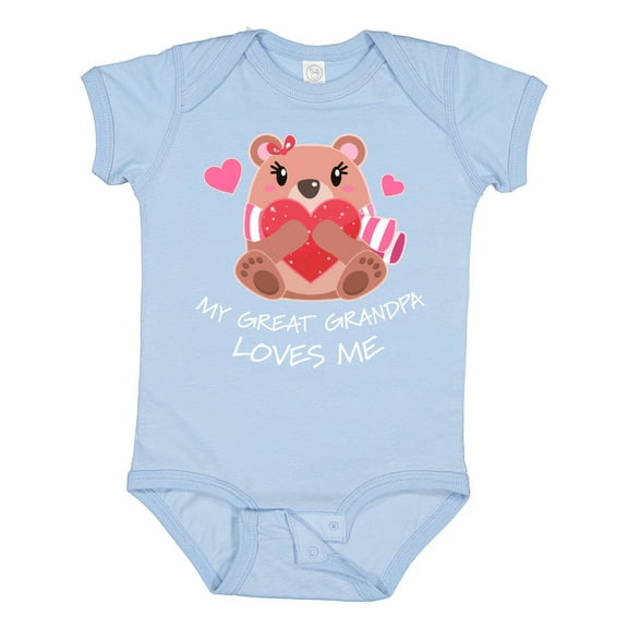 Inktastic My Great Grandpa Loves Me Bear and Hearts Boys or Girls Baby Bodysuit