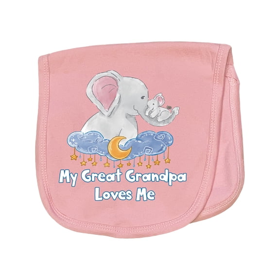 Inktastic My Great Grandpa Loves Me Cute Elephants Clouds Moon Stars Baby Burp Cloth