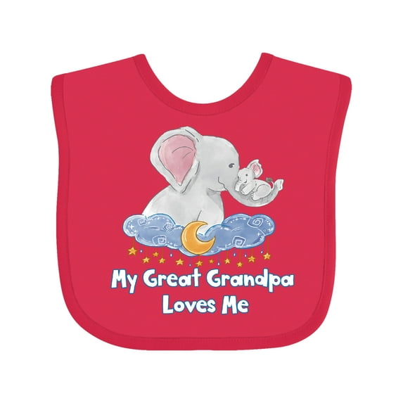 Inktastic My Great Grandpa Loves Me Cute Elephants Clouds Moon Stars Boys or Girls Baby Bib