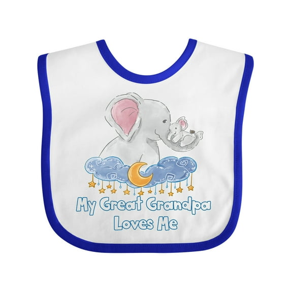 Inktastic My Great Grandpa Loves Me Cute Elephants Clouds Moon Stars Boys or Girls Baby Bib