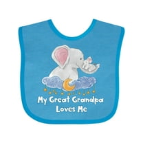 Inktastic My Great Grandpa Loves Me Cute Elephants Clouds Moon Stars Boys or Girls Baby Bib