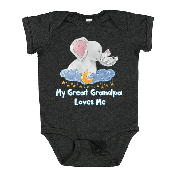 Inktastic My Great Grandpa Loves Me Cute Elephants Clouds Moon Stars Boys or Girls Baby Bodysuit