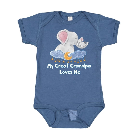Inktastic My Great Grandpa Loves Me Cute Elephants Clouds Moon Stars Boys or Girls Baby Bodysuit