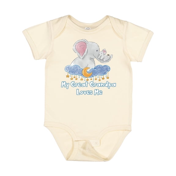 Inktastic My Great Grandpa Loves Me Cute Elephants Clouds Moon Stars Boys or Girls Baby Bodysuit