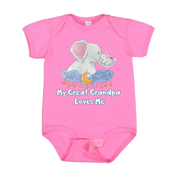 Inktastic My Great Grandpa Loves Me Cute Elephants Clouds Moon Stars Boys or Girls Baby Bodysuit