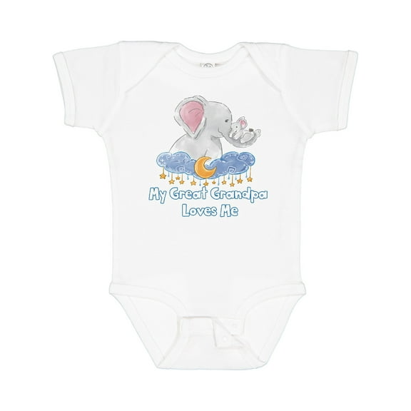 Inktastic My Great Grandpa Loves Me Cute Elephants Clouds Moon Stars Boys or Girls Baby Bodysuit