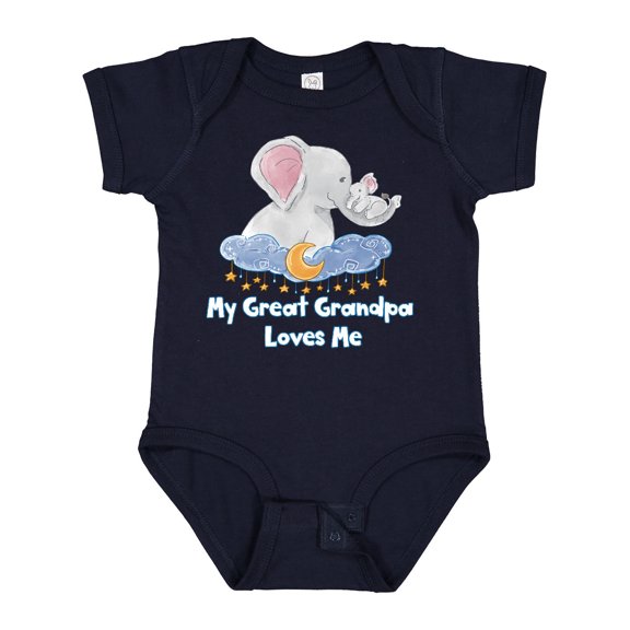 Inktastic My Great Grandpa Loves Me Cute Elephants Clouds Moon Stars Boys or Girls Baby Bodysuit