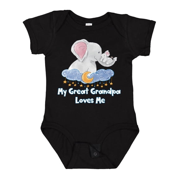 Inktastic My Great Grandpa Loves Me Cute Elephants Clouds Moon Stars Boys or Girls Baby Bodysuit