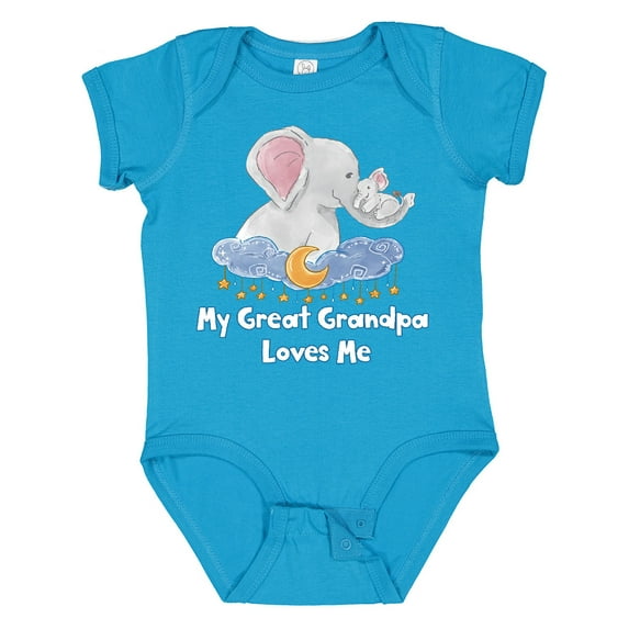 Inktastic My Great Grandpa Loves Me Cute Elephants Clouds Moon Stars Boys or Girls Baby Bodysuit