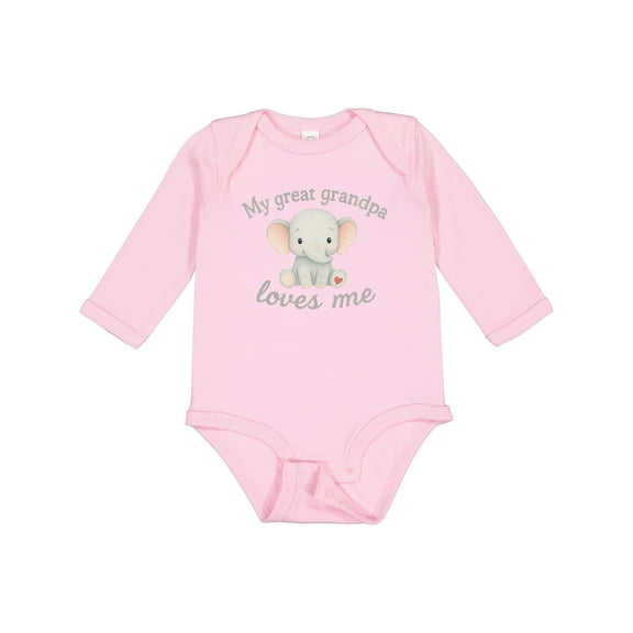 Inktastic My Great Grandpa Loves Me Elephant Boys or Girls Long Sleeve Baby Bodysuit