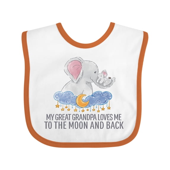 Inktastic My Great Grandpa Loves Me to the Moon and Back Elephants Boys or Girls Baby Bib