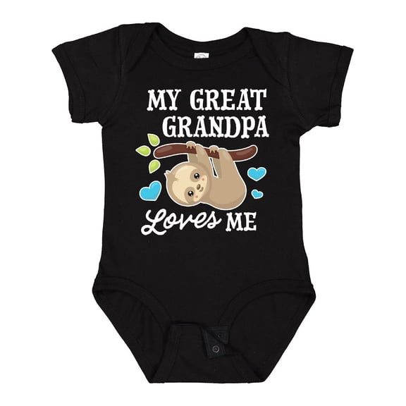 Inktastic My Great Grandpa Loves Me with Sloth and Hearts Boys or Girls Baby Bodysuit