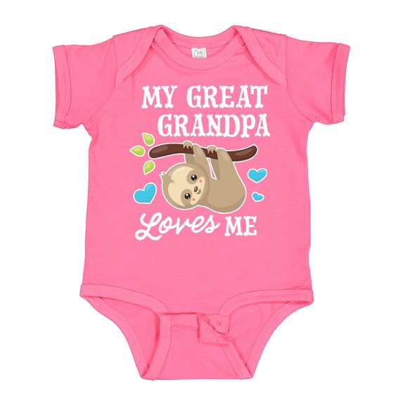 Inktastic My Great Grandpa Loves Me with Sloth and Hearts Boys or Girls Baby Bodysuit