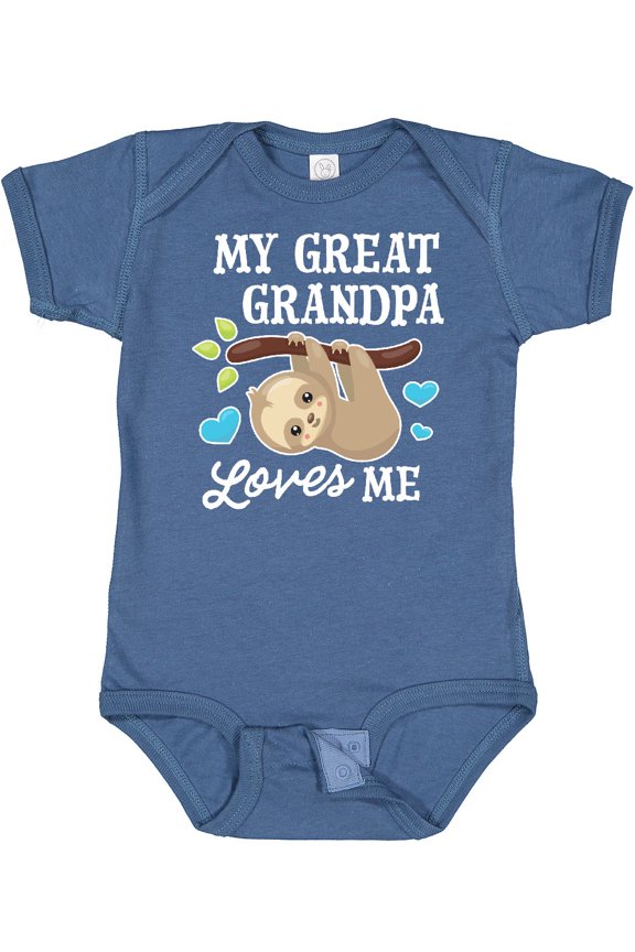 My Great Grandpa Loves Me with Sloth and Hearts Boys or Girls Baby Bodysuit