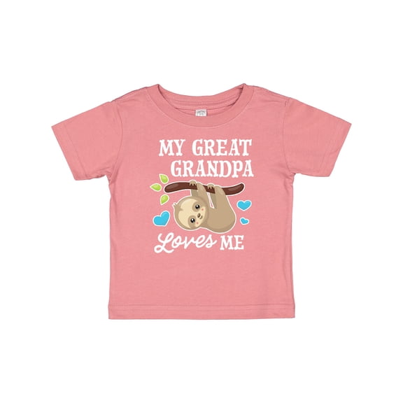 Inktastic My Great Grandpa Loves Me with Sloth and Hearts Boys or Girls Baby T-Shirt