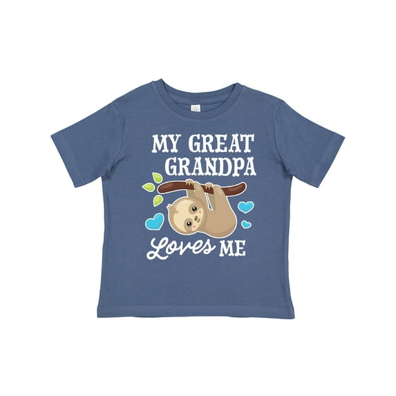 Inktastic My Great Grandpa Loves Me with Sloth and Hearts Boys or Girls Toddler T-Shirt