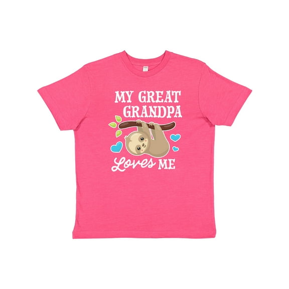 Inktastic My Great Grandpa Loves Me with Sloth and Hearts Youth T-Shirt