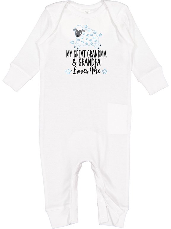 My Great Grandpa and Grandma Love Me Boy Lamb Baby Romper Coveralls