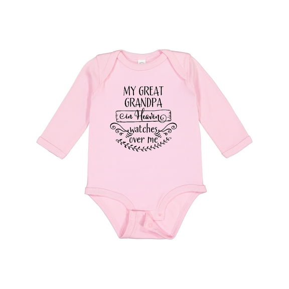 Inktastic My Great Grandpa in Heaven Watches over Me Boys or Girls Long Sleeve Baby Bodysuit