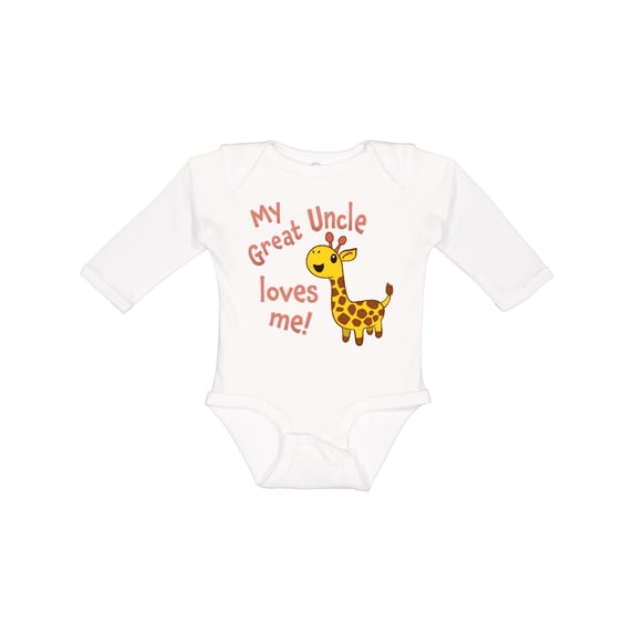 Inktastic My Great Uncle Loves Me- Cute Giraffe Boys or Girls Long Sleeve Baby Bodysuit