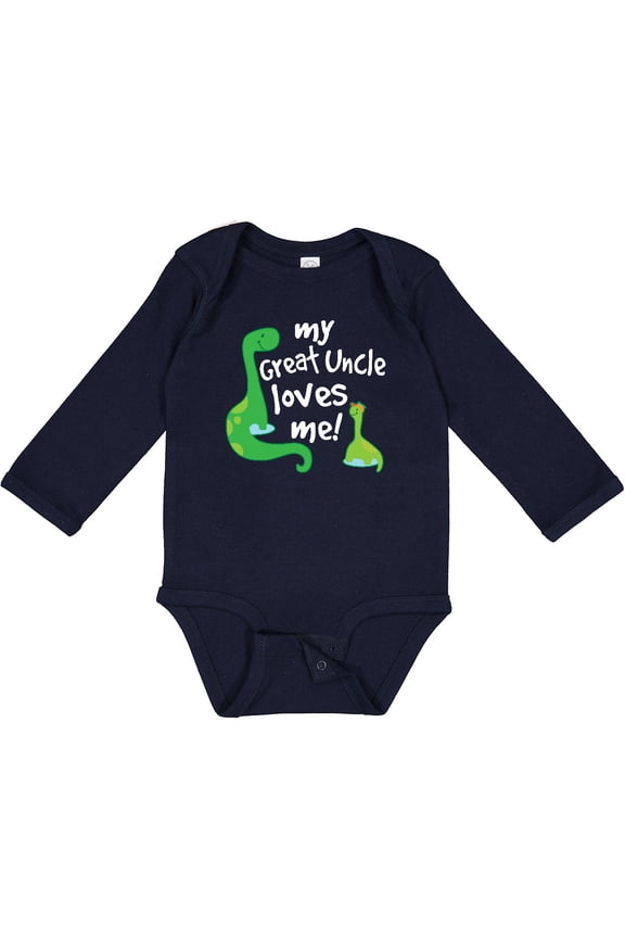 My Great Uncle Loves Me Dinosaur Boys Long Sleeve Baby Bodysuit
