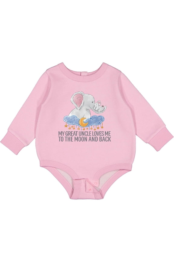 My Great Uncle Loves Me to the Moon and Back Elephants Baby Fleece Bodysuit