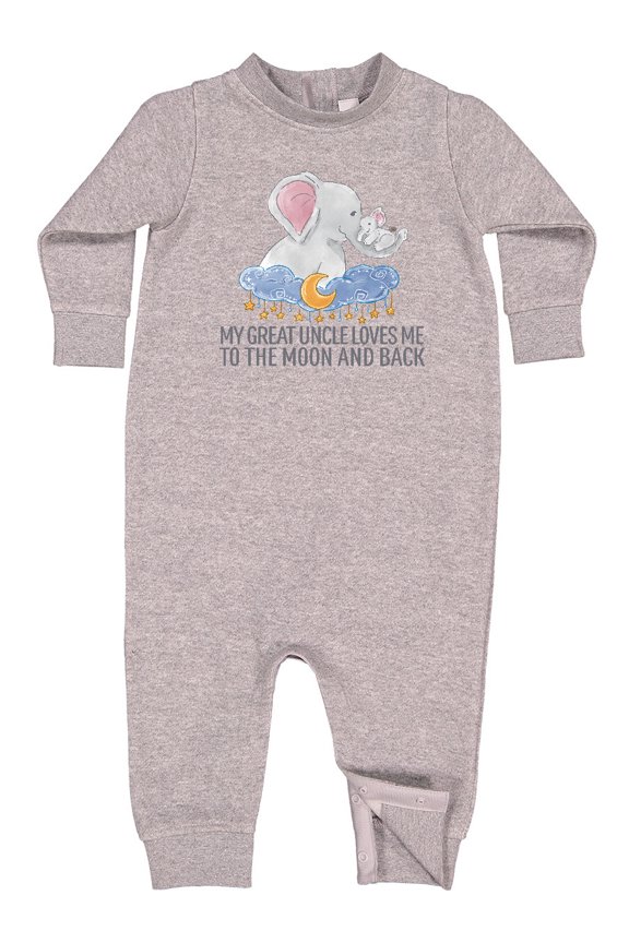 My Great Uncle Loves Me to the Moon and Back Elephants Baby Fleece Romper