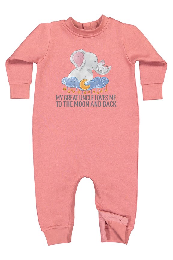 My Great Uncle Loves Me to the Moon and Back Elephants Baby Fleece Romper