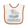 thumbnail image 1 of Inktastic My Great Uncle Loves Me to the Moon and Back Elephants Boys or Girls Baby Bib, 1 of 4