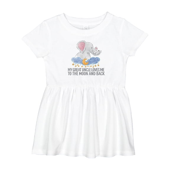 Inktastic My Great Uncle Loves Me to the Moon and Back Elephants Girls Baby Dress