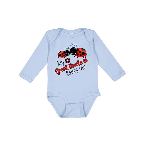 Inktastic My Great Uncle Loves Me with Cute Ladybugs Boys or Girls Long Sleeve Baby Bodysuit
