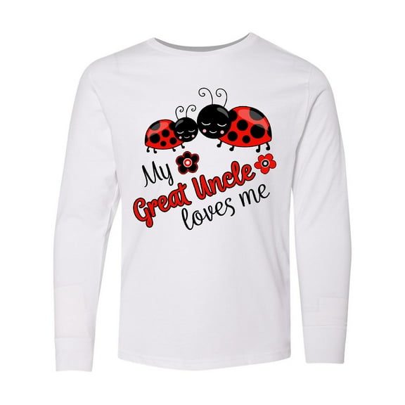 Inktastic My Great Uncle Loves Me with Cute Ladybugs Long Sleeve Youth T-Shirt