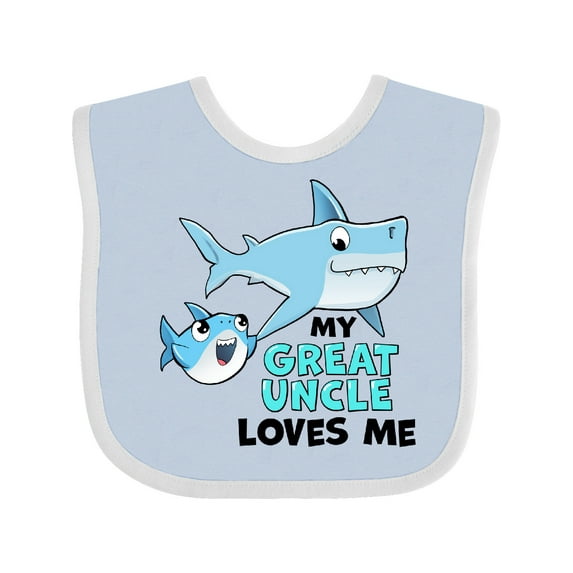 Inktastic My Great Uncle Loves Me with Cute Sharks Boys or Girls Baby Bib