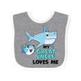 thumbnail image 1 of Inktastic My Great Uncle Loves Me with Cute Sharks Boys or Girls Baby Bib, 1 of 4